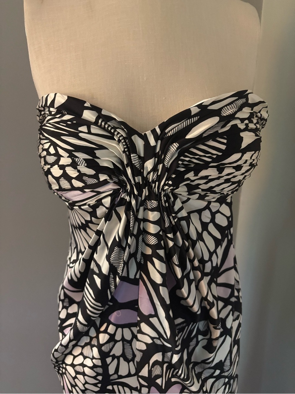 Laundry by Shelli Segal Strapless Sweetheart Long Dress Black White Purple 4 - Picture 2 of 16